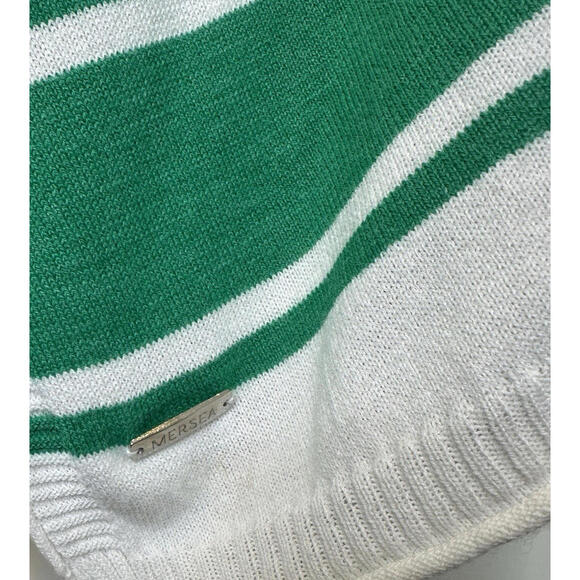 Mersea Catalina V Neck Sweater White Jade Striped Womens One Size Quiet Luxury - Picture 6 of 8